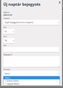 reftantar.hu - Új naptárbejegyzés emlékeztető